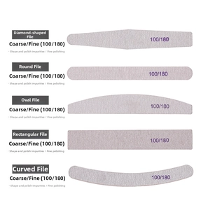 Set de 5 limas de uñas profesionales con grano 100/180 para dar forma y limado