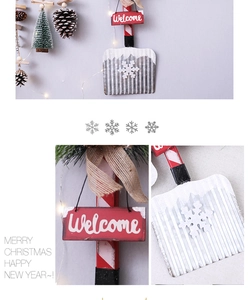Detailed Christmas wooden shovel hanging decor with pine cones and welcome sign