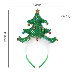 Christmas tree headband dimensions showing 11.8 inch height and 7.9 inch width size