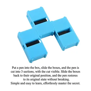 Sky blue magic prop box for broken pen restoration trick on a white background