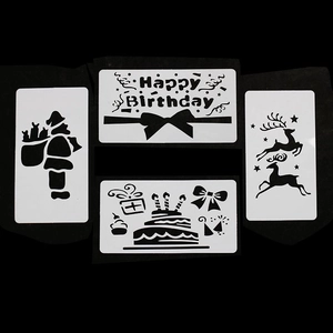 Set of 4 DIY Christmas and Birthday plastic stencils for baking, painting, and album decor
