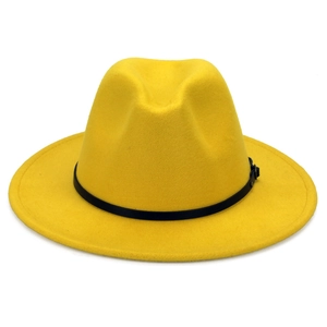 Retro Fedora Hat Polyester Wool Felt Wide Brim Black Leather Buckle Band Vintage Jazz Style For Men Women Autumn Winter