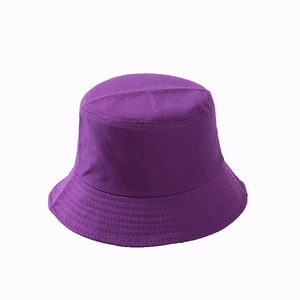 Classic purple cotton bucket hat with sun protection and reinforced stitched brim design