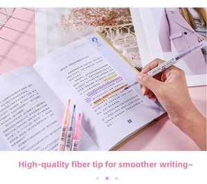 Close-up of the high-quality fiber tip on a purple highlighter for smooth writing