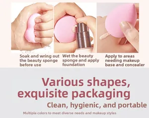 Detailansicht zur Anwendung des rosa Beauty-Blenders mit Wasseraufnahme und Auftragung