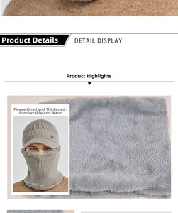 Close-up of winter knit hat featuring gray fleece lining for extra warmth and wind protection