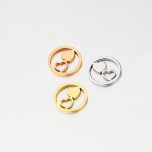 Hollow heart stainless steel pendants in rose gold, gold and silver finish for DIY jewelry