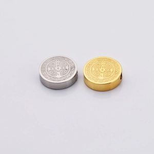 Saint Benedict medal pendants in gold and silver steel for DIY jewelry making