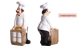 Italian chef figurine resin ornament for restaurant kitchen decor, size 23x11 CM