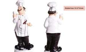 Front and back detail of resin chef figurine home decor with size 31.5x13 CM