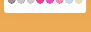 Color chart showing round swatches of gray, pink, blue, and beige markers for selection