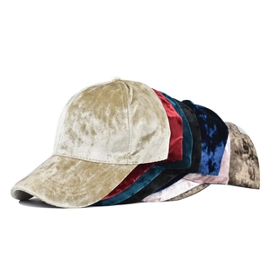 Multiple colors of premium chenille baseball caps with metallic velvet texture