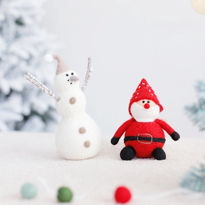 Nordic wool felt Santa and snowman figurines for festive Christmas tabletop decor