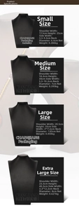 Size chart for portrait necklace display stands in four heights from 25cm to 40.5cm