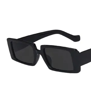 Classic retro square black sunglasses with thick frames and wide temples for women