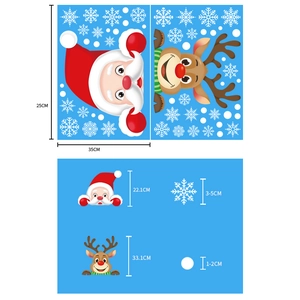 Christmas static window decals set with Santa and Reindeer motifs, size 35x25CM display