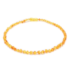 Collana di ambra baltica naturale per bambini con perle lucide in tonalità oro e miele