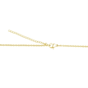 Close-up of golden stainless steel lobster clasp and extension chain of the MAMA necklace