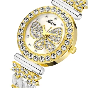 Orologio Al Quarzo Da Donna Di Lusso Quadrante Con Motivo A Farfalla Strass Cinturino In Lega Impermeabile
