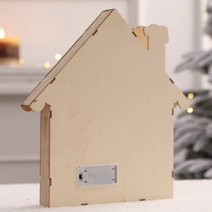 Nordic wooden house ornament with LED lights for Christmas festive tabletop decoration