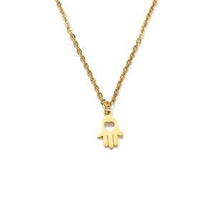 Stainless Steel Hamsa Hand Heart Horseshoe Pendant Necklace Polished Minimalist Fashion Jewelry Amulet For Women