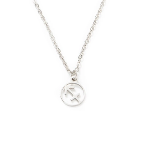 Titanium steel Sagittarius zodiac necklace with polished silver round pendant for women