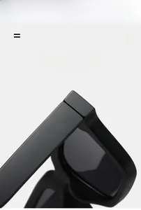 Detail of matte black sunglasses frame featuring lightweight and super elastic material