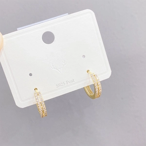 Minimalist Geometric Inlay Copper Zircon Hoop Earrings