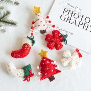 Handmade Wool Felt Christmas Tree Snowflake Sock Ornaments Nordic Style DIY Hanging Decoration For Holiday Home Decor