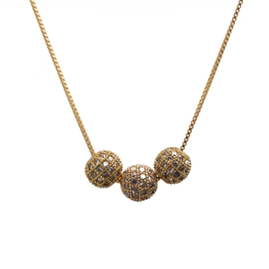 Collier Pendentif Boule En Zircon Micro Pavé Élégant Chaîne À Maillons Carrés En Cuivre Laiton Pour Femmes
