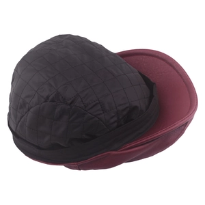 Burgundy PU leather newsboy cap with warm black quilted lining for winter