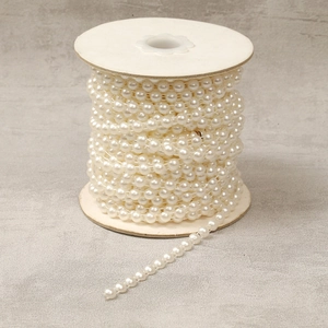 ABS Plastic Half Round Connected Artificial Pearl Beads Chain Spool For DIY Wedding Jewelry Craft Decoration