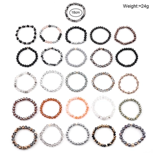 Colorful multi-layered faceted crystal beaded elastic bracelets set for women