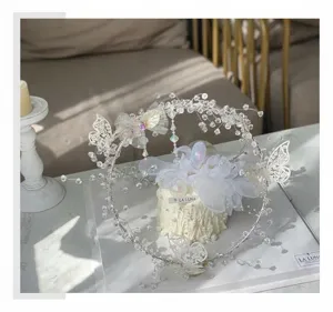Elegant crystal bead butterfly cake topper set, fairy style handmade birthday cake decoration