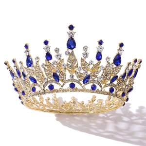 Luxury Baroque Bridal Crown Tiara For Women Alloy Rhinestone Crystal Leaf Design Elegant Wedding Hair Accessories
