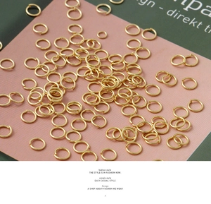 Close-up of 18K gold-plated open jump rings for DIY jewelry making and repair