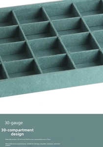 Vassoio per gioielli in velluto verde scuro con 30 scomparti rimovibili, 35x24x3cm