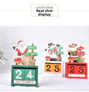 Detailed view of three DIY wooden Christmas advent calendars with festive characters