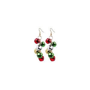 Kerst oorbellen met rode, groene, gouden en zilveren bellen en gouden oorhaakjes hangers