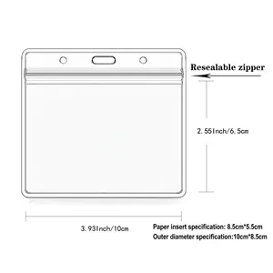 Waterproof clear PVC ID holder with resealable zipper and triple lanyard holes