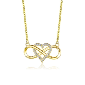 Minimalistische Herzkette mit Unendlichkeitssymbol in Gold mit funkelnden Zirkonsteinen