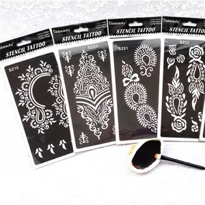 Set di 4 stencil per tatuaggi all'henné mandala con disegni floreali geometrici