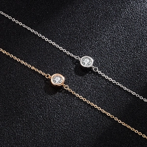 Elegant 0.5ct Moissanite bubble bracelet in silver and rose gold finish over black background