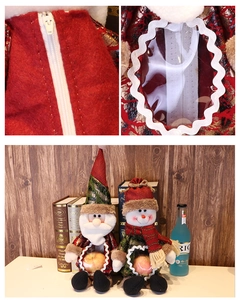 Detail of Christmas Santa and snowman gift bags with zipper and clear PVC window