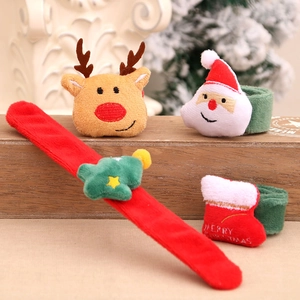 Braccialetti natalizi a scatto in peluche con Babbo Natale e renne per bambini