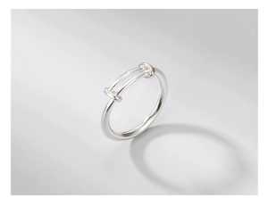 Detail eines verstellbaren S925 Sterling Silber Rings mit poliertem Push-Pull-Design