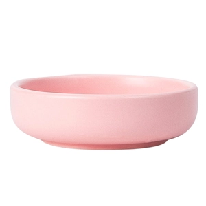 Pink ceramic condiment dish with matte texture, round Japanese style dipping bowl