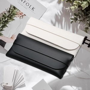 Handmade PU Leather Sunglasses Case Envelope Eyeglasses Pouch Bag Protective Sleeve With Strap Closure For Men Women