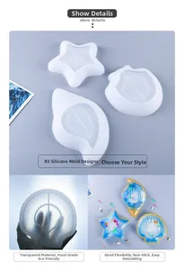 Macro detail of transparent seashell and starfish silicone molds with resin art effects