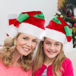 Cappello Di Natale Peluche Morbido A Righe Blocchi Di Colore Decorazione Per Feste Adulti E Bambini